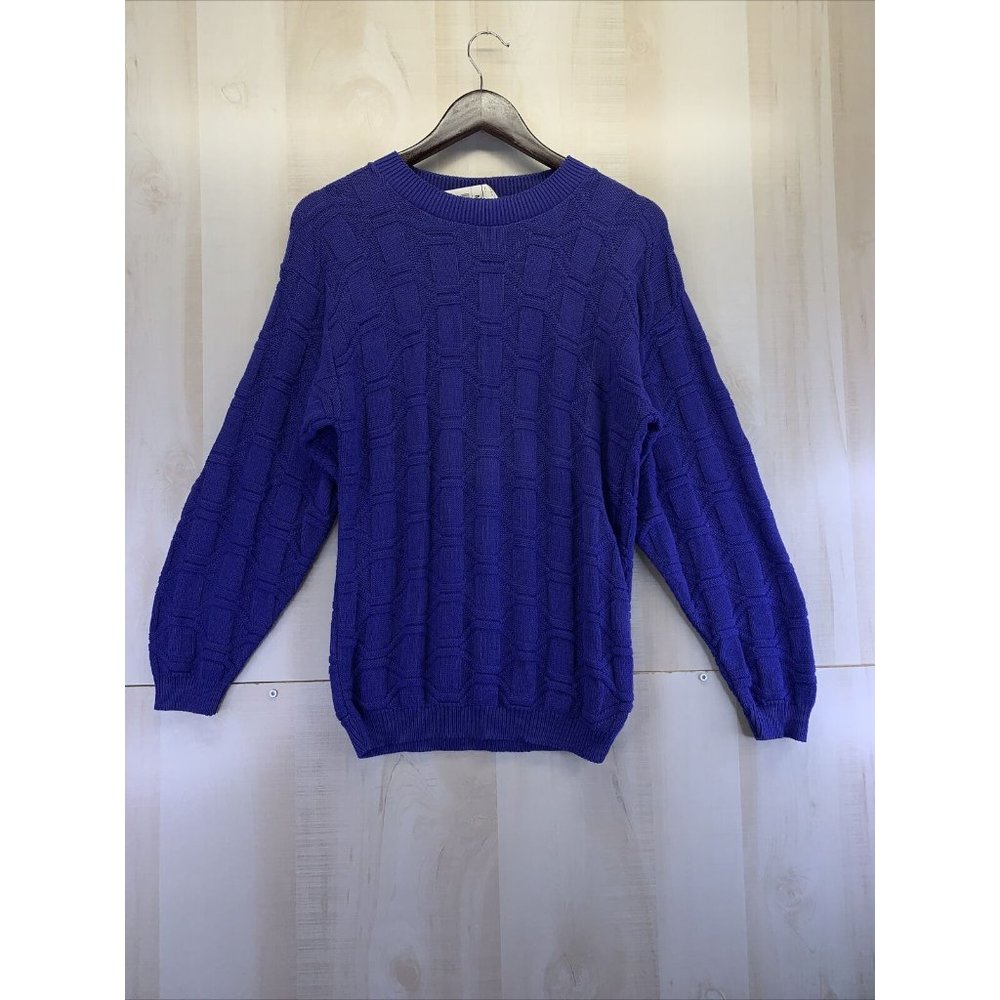 Vintage 1990s Worthington Essentials Womens Size M Blue Cotton Sweater NWT